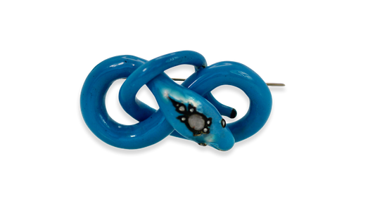 Victorian Enamel Diamond head Snake Brooch