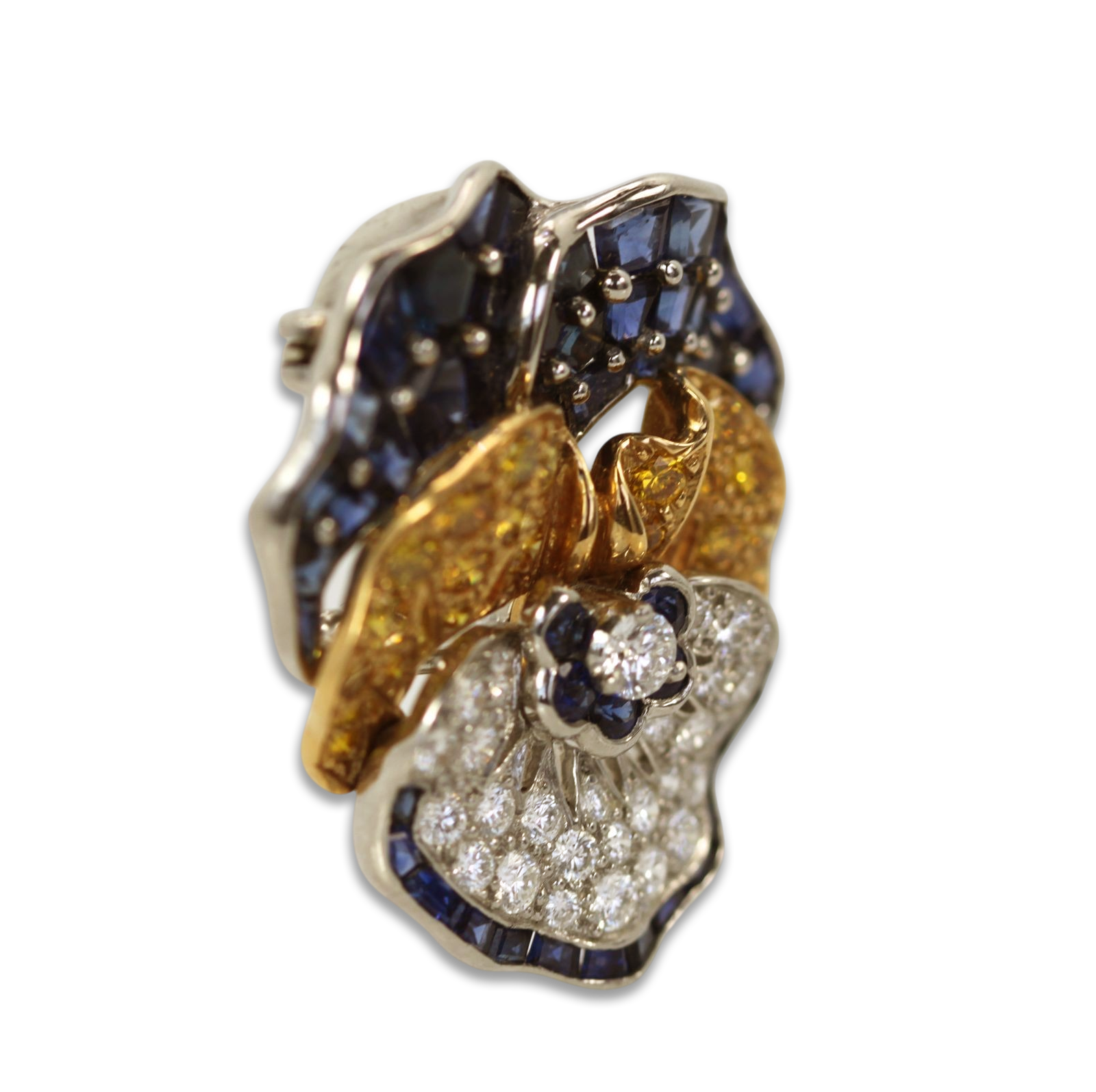 Oscar Heyman Sapphire Diamond Pansy Brooch