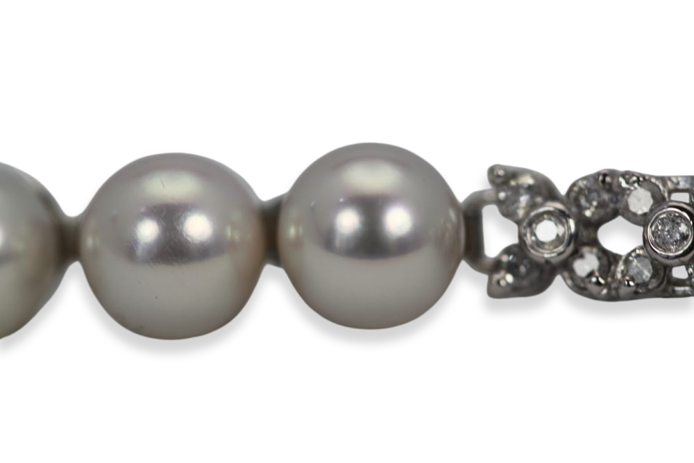Estate Akoya Pearl Bracelet With Diamonds