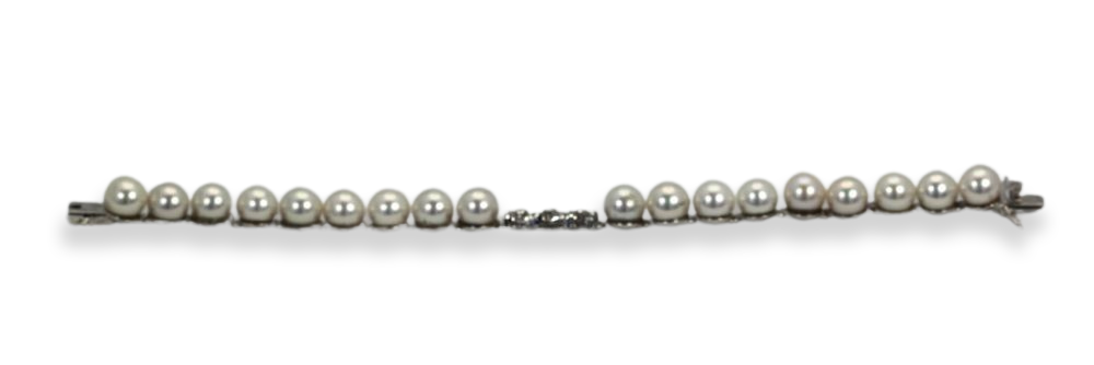Estate Akoya Pearl Bracelet With Diamonds