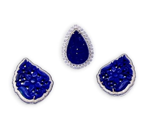 Carved Lapis Moonstone Ring