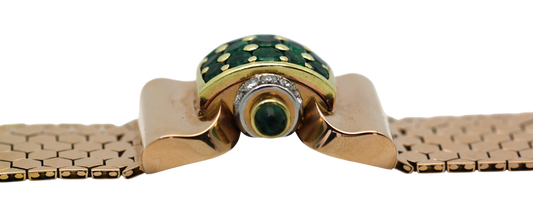 Retro Diamond Emerald Covered Wristwatch