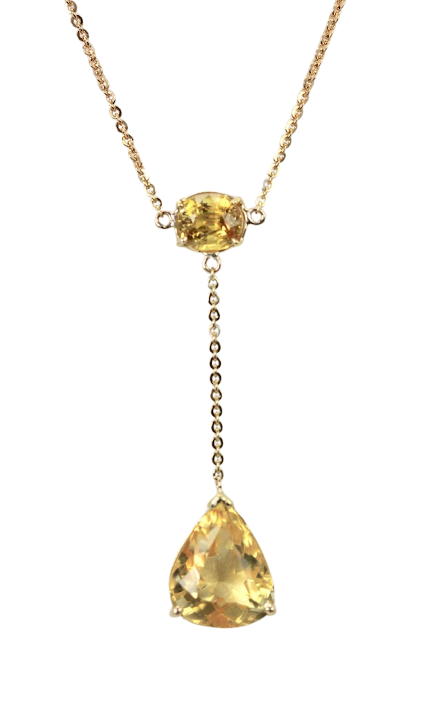 Citrine Double Drop Necklace in 18K Gold