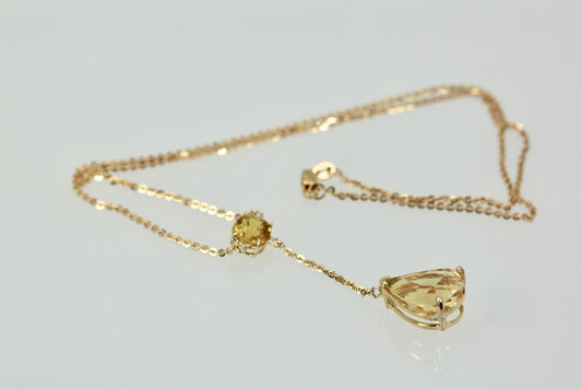 Citrine Double Drop Necklace in 18K Gold