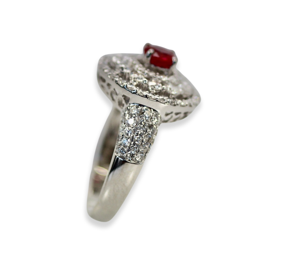 2 Carat Diamond Target Ring Ruby Center