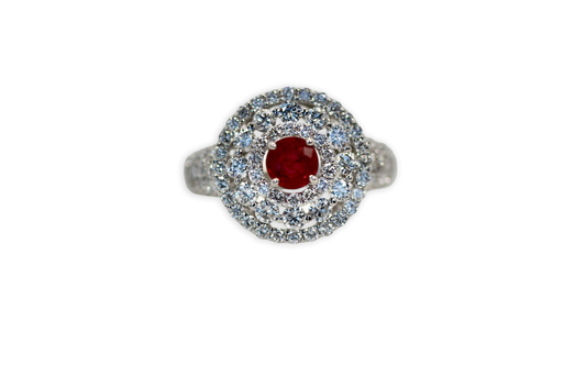 2 Carat Diamond Target Ring Ruby Center