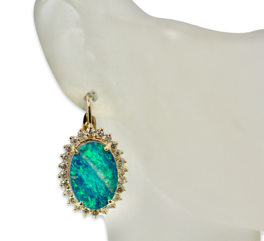 Black Opal Diamond Earrings