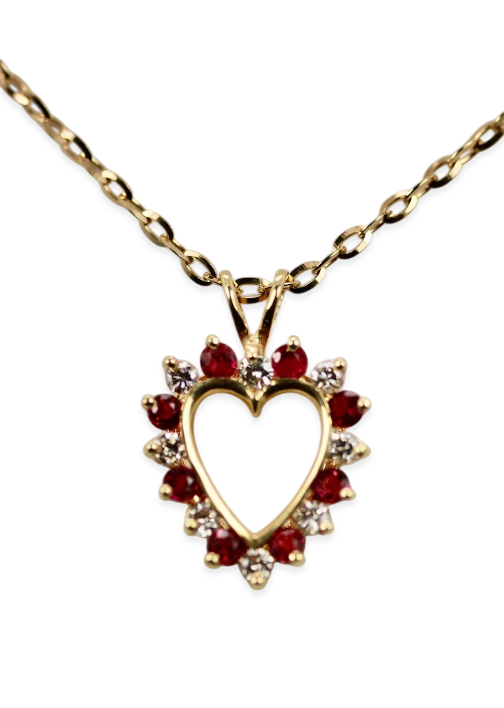 Gold chain with heart-shaped pendant