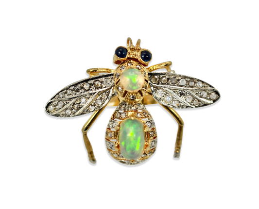 Opal and sapphire bee ring