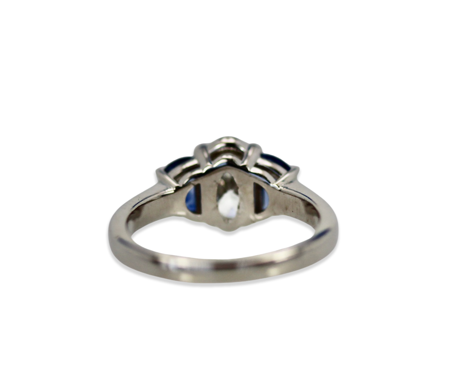 Half-moon sapphire diamond ring