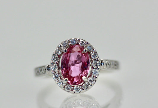Pink Sapphire and Diamond Ring