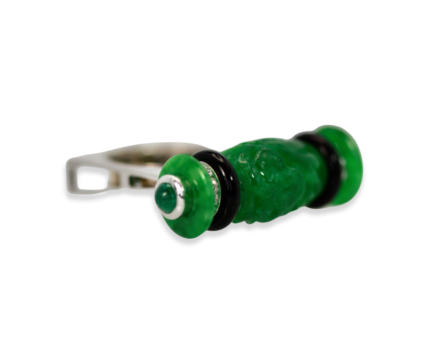 Onyx Cabochon Emerald Ring