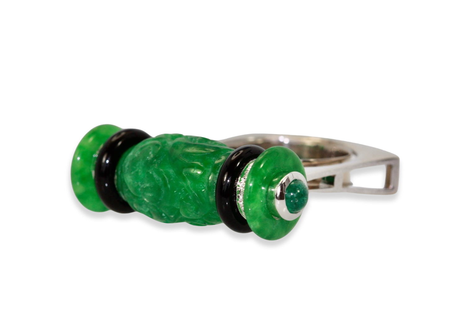 Onyx Cabochon Emerald Ring
