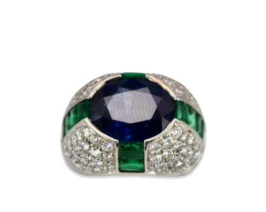 Sapphire Emerald Diamond Ring