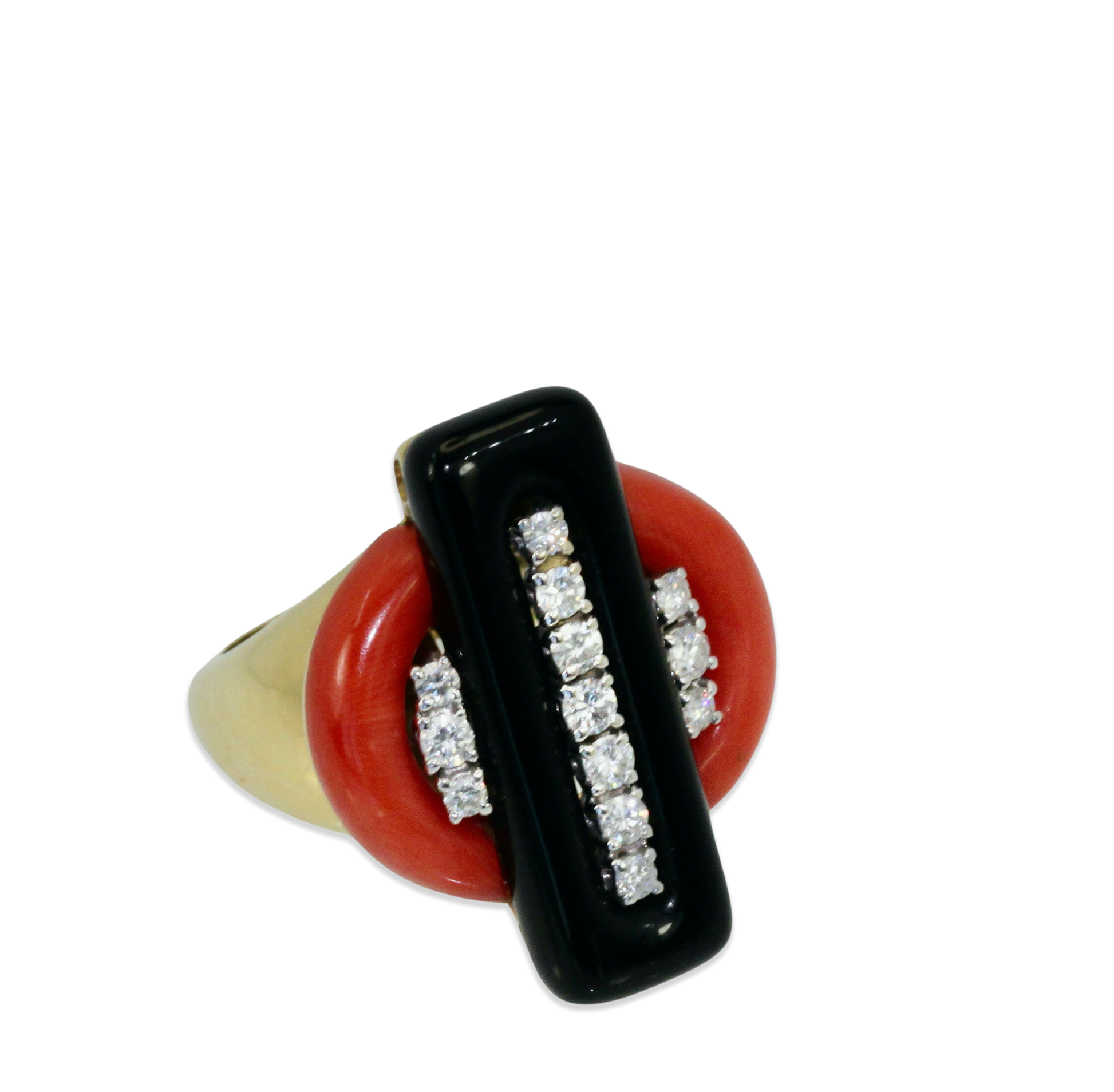 Deco-style 18K cocktail ring