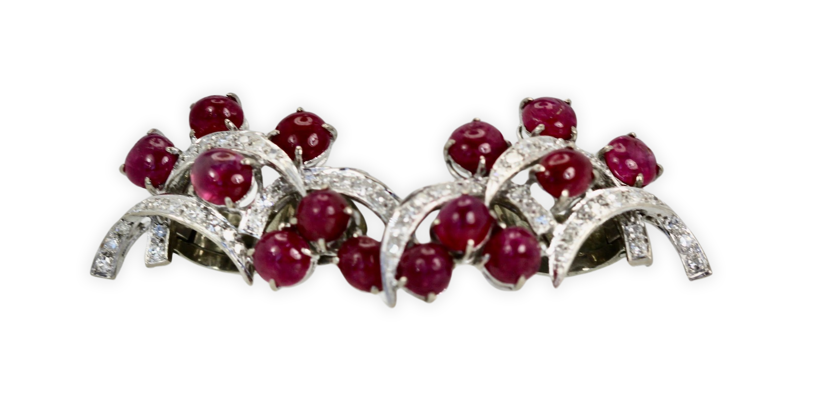 Burma Ruby Diamond Earrings 14K