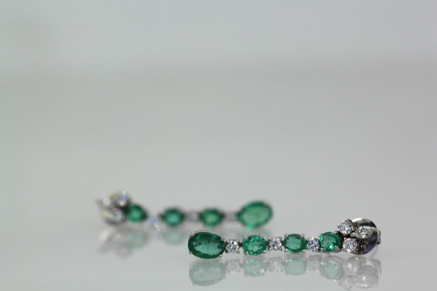 Emerald Drop Dangle Earrings 18K