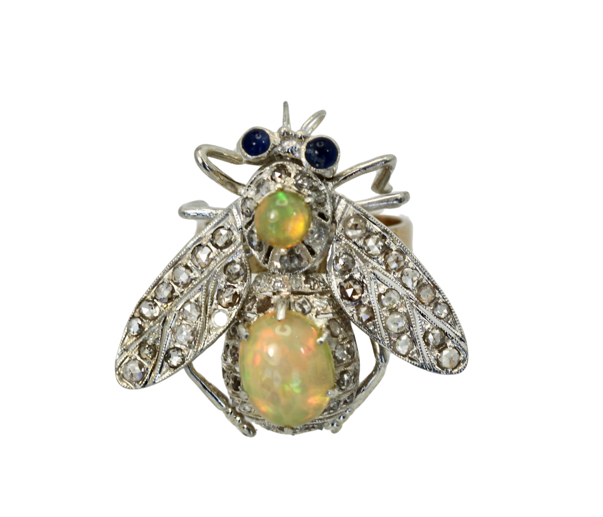 Mixed metal butterfly with opal