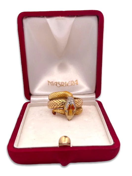 Masriera 18K Enamel Snake Ring