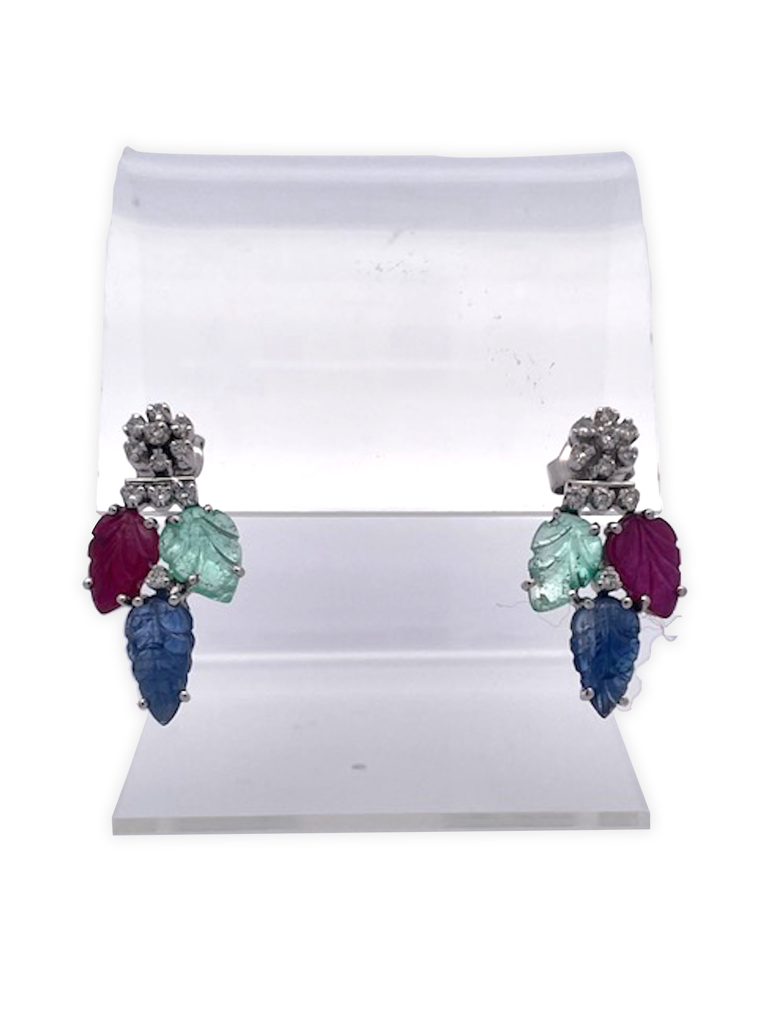 Bright multicolor earrings, 14K
