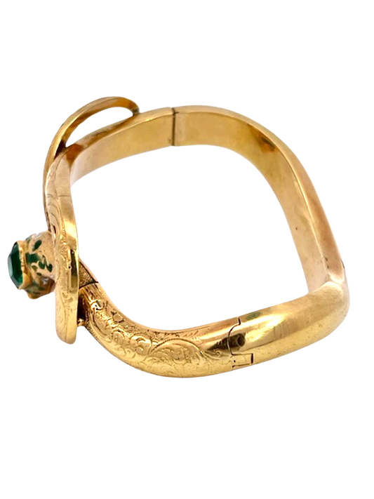 14K chased gold snake bracelet