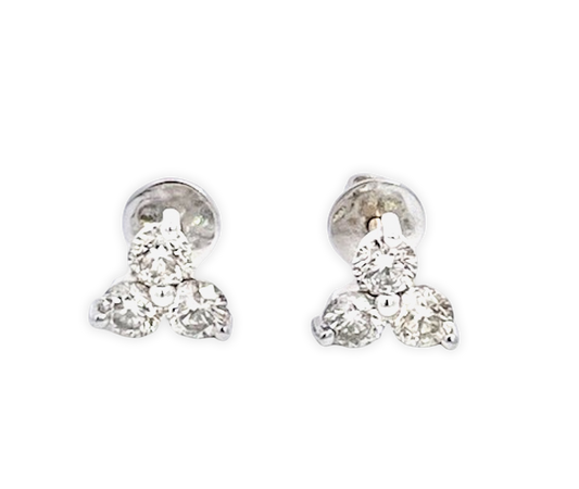 3-diamond earrings, 1.50 carats