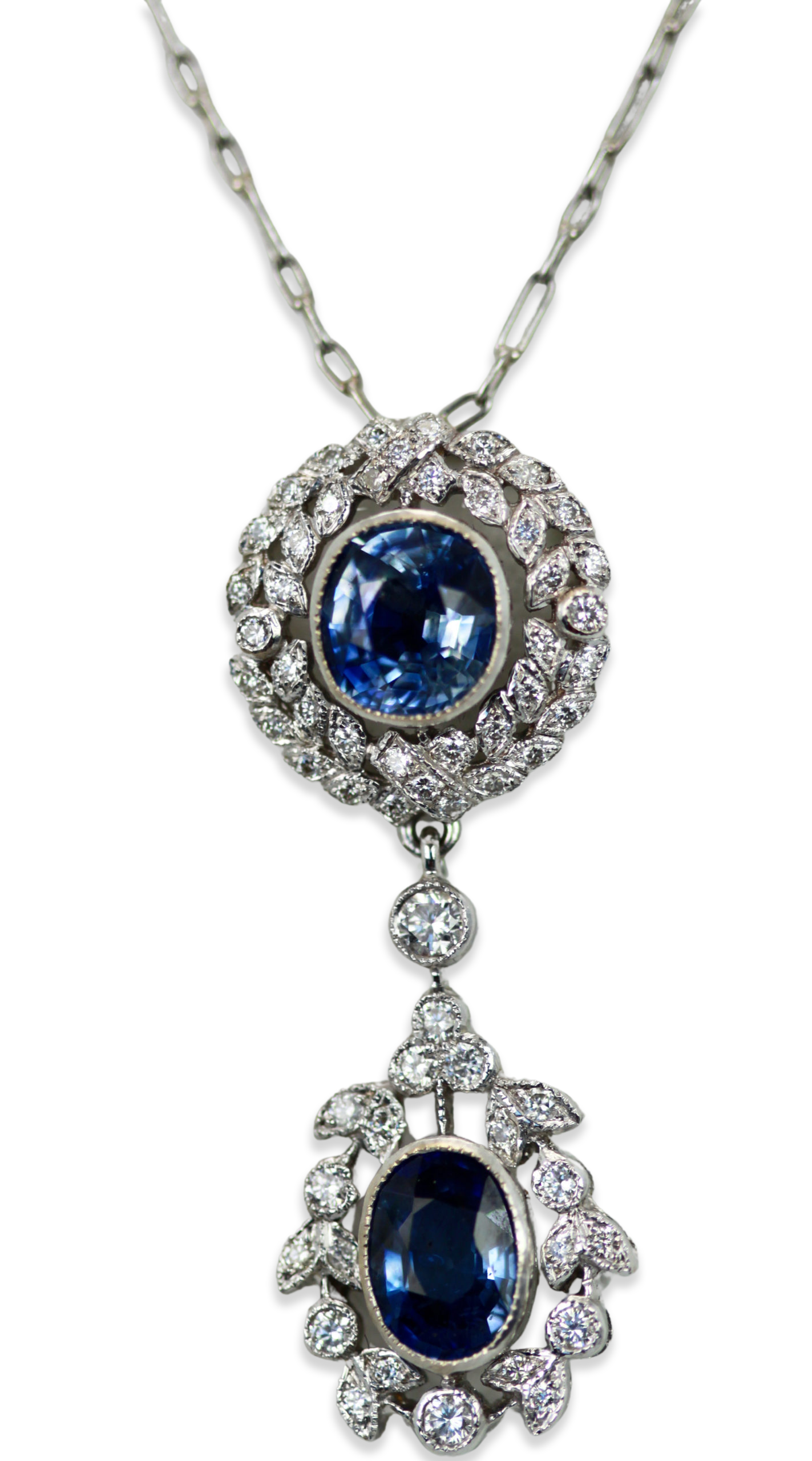 Vintage Sapphire Diamond 18K Drop Necklace – Cris Notti Jewels