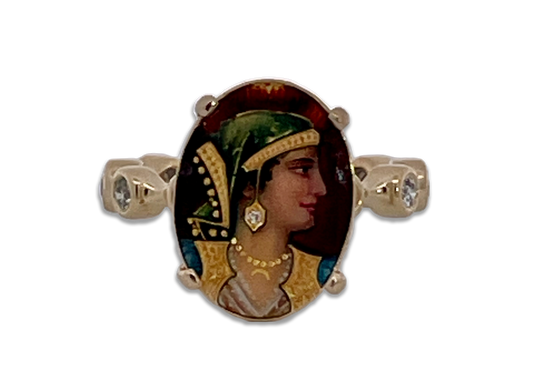14K enamel goddess ring