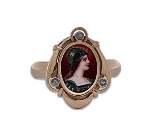 14K enamel Athena head