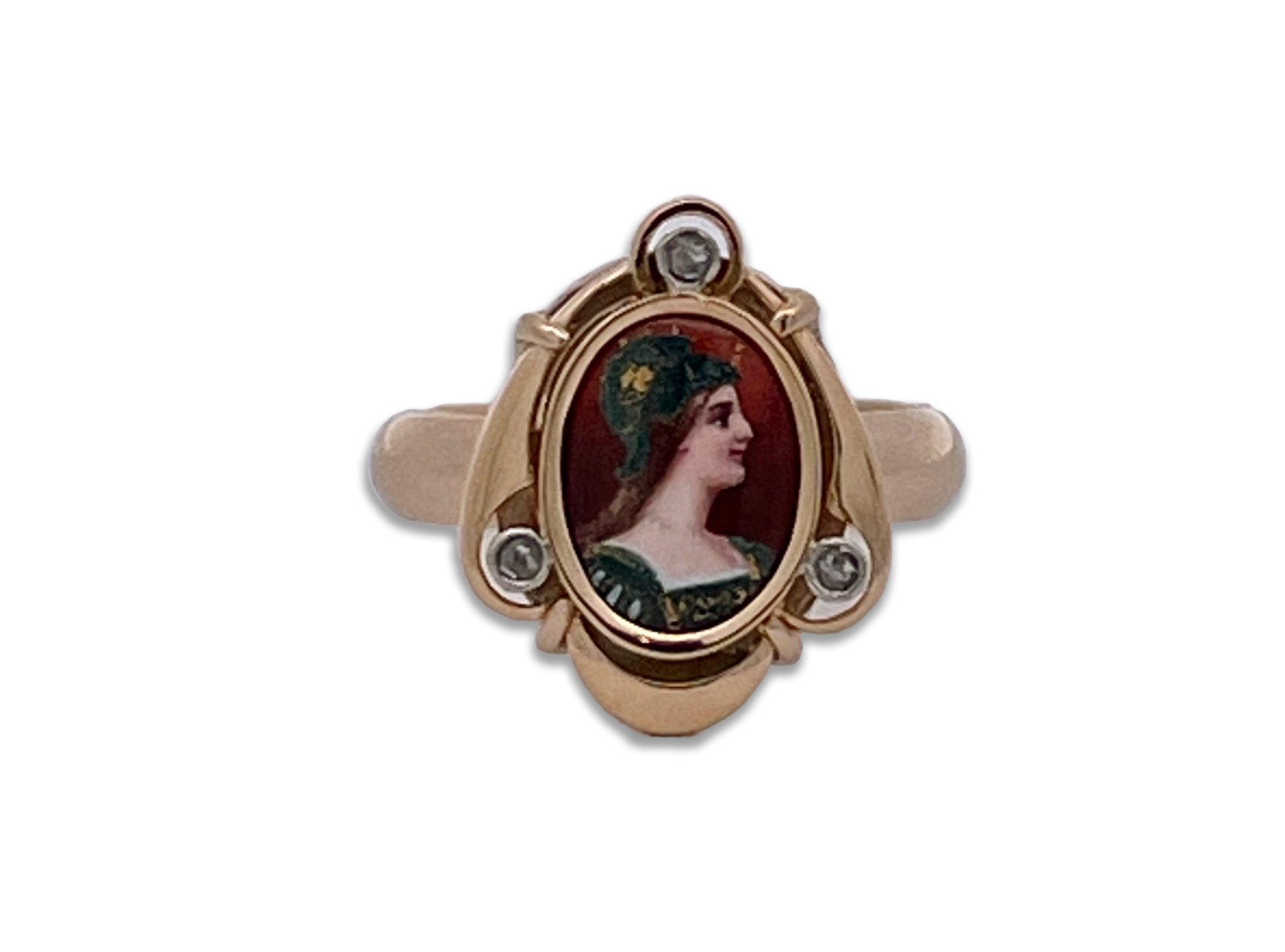 14K enamel Athena head