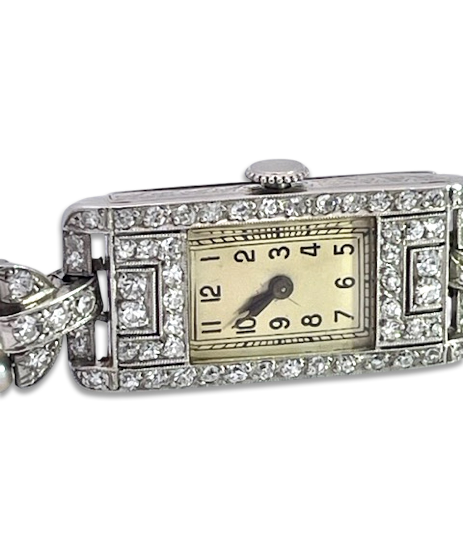 Vintage pearl and diamond watch