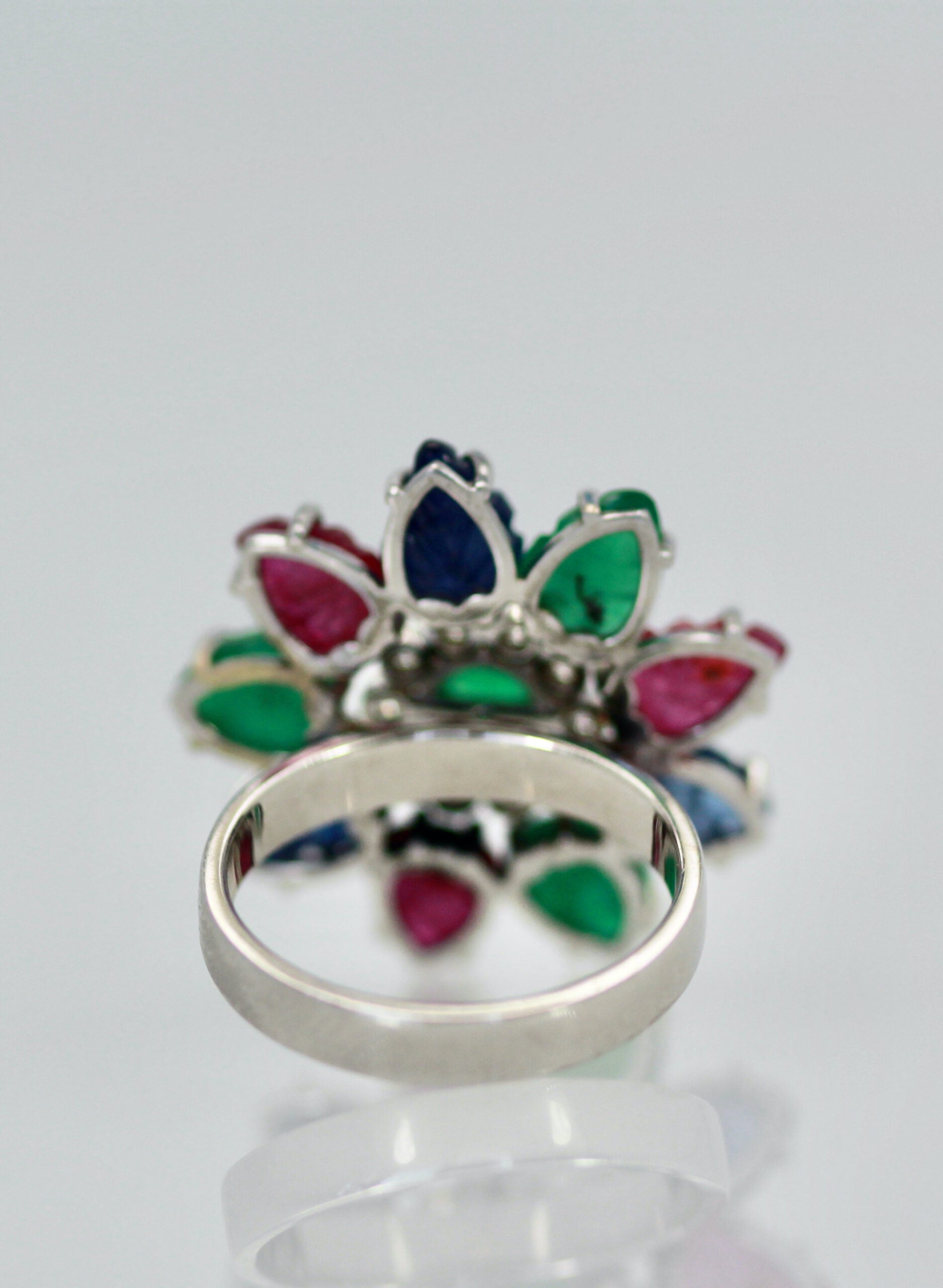 Emerald ruby sapphire diamond ring