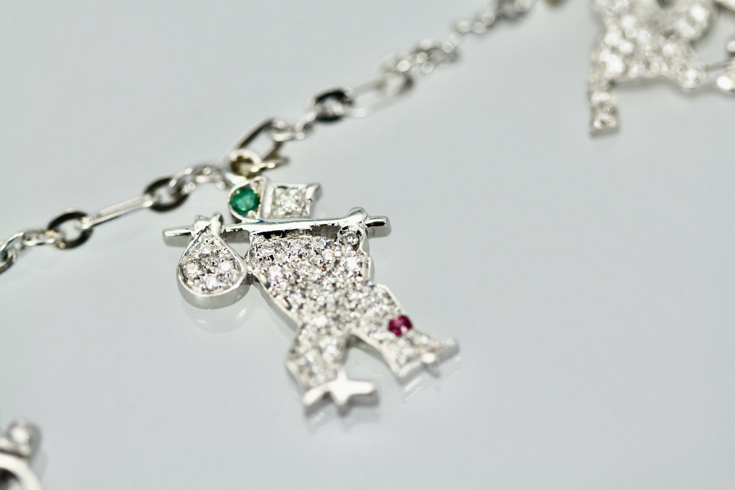 Deco Platinum Charm Necklace