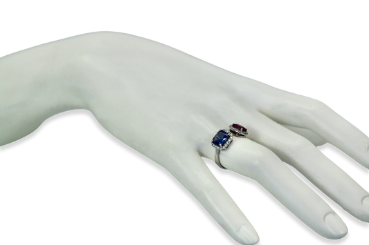 18K Blue and Pink Sapphire Diamond Ring 3.28 carats