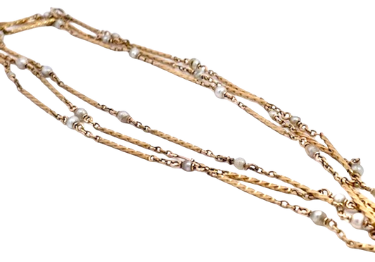 Gold chain necklace with pearls