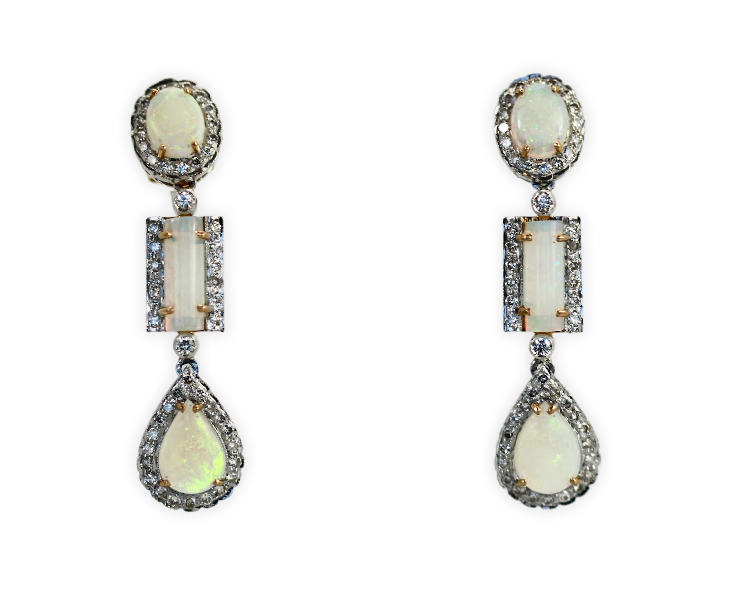 Opal Diamond 18K Drop Earrings