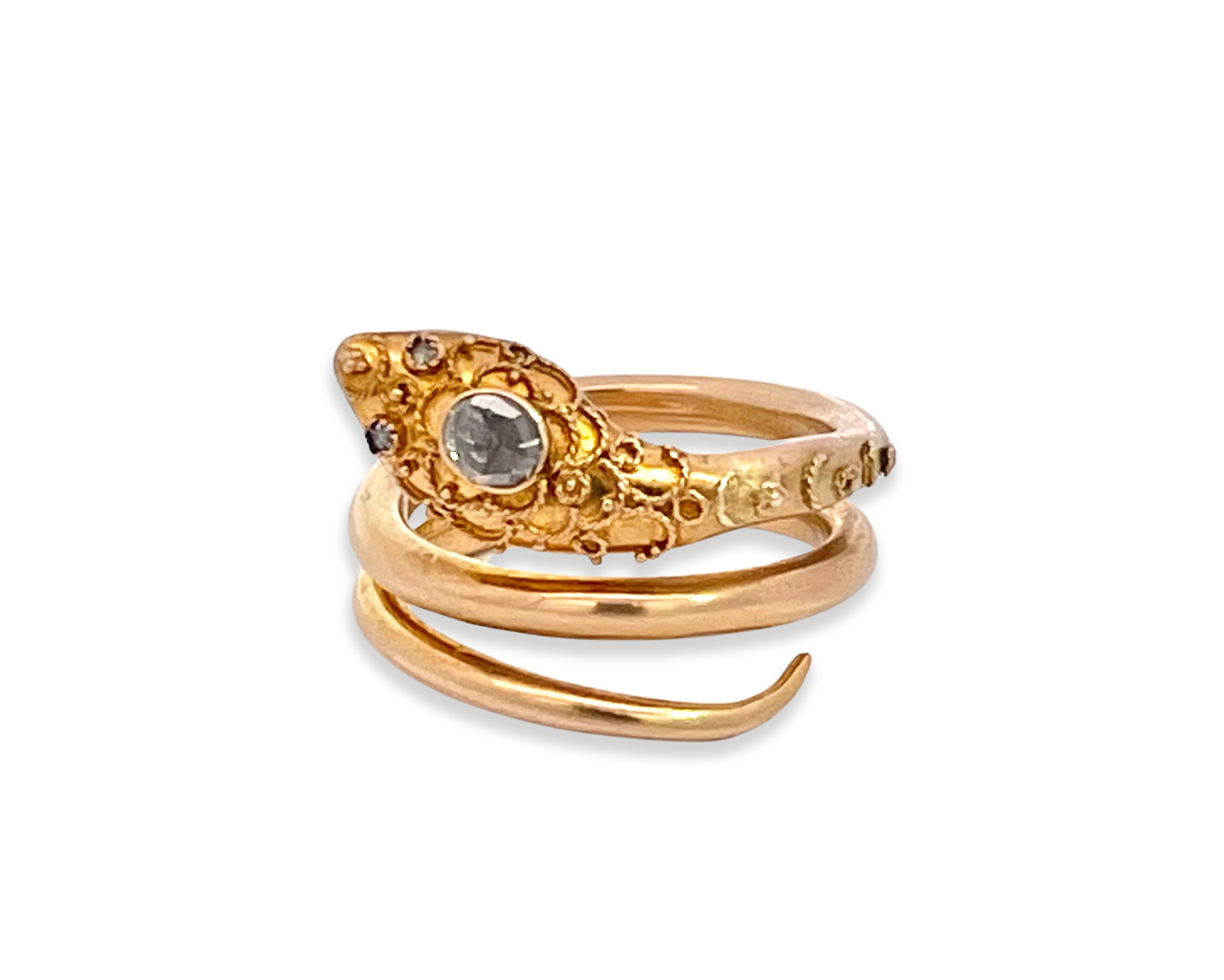 14K gold snake ring