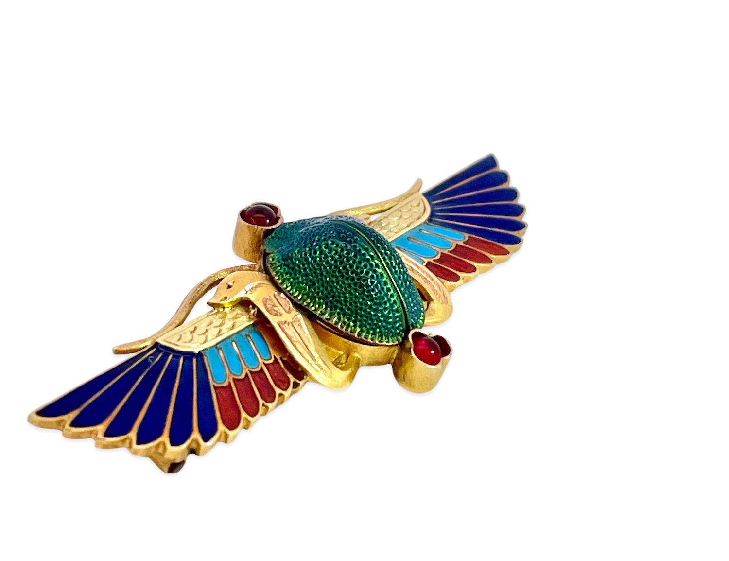 Antique Beetle Brooch with Cabochon Garnets