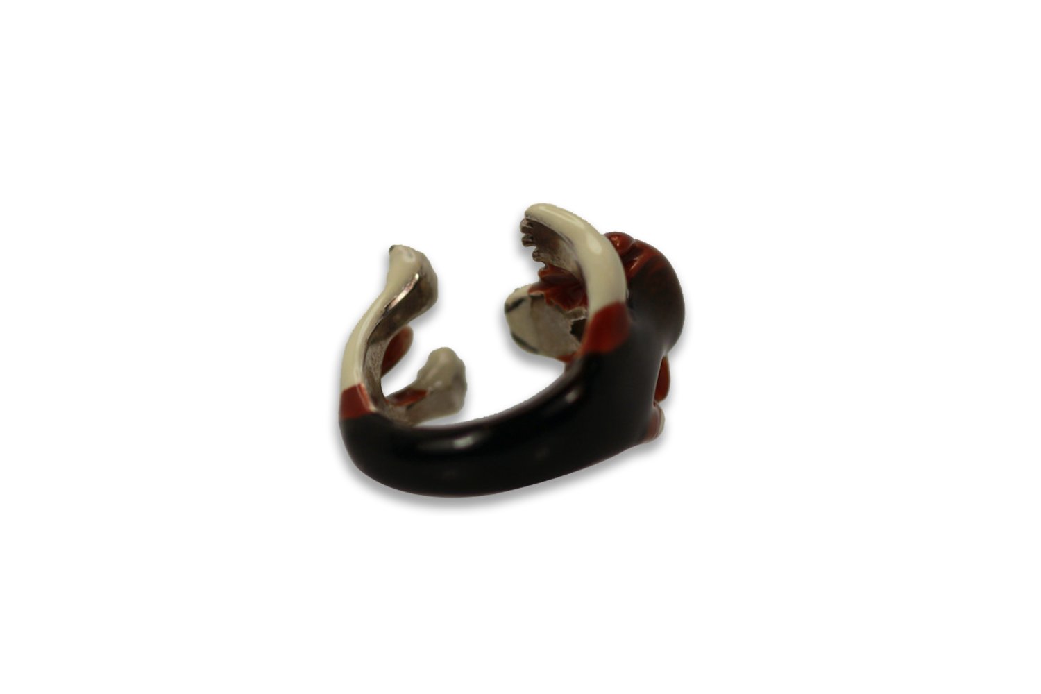 Enamel on Silver Ceramic Beagle Dog ring