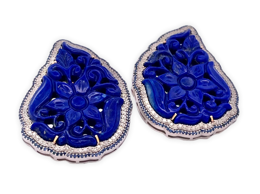 Lapis earrings with sapphire halo