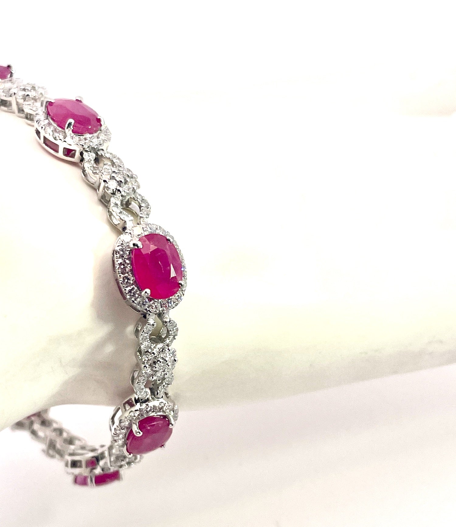 Diamond flower ruby gold bracelet