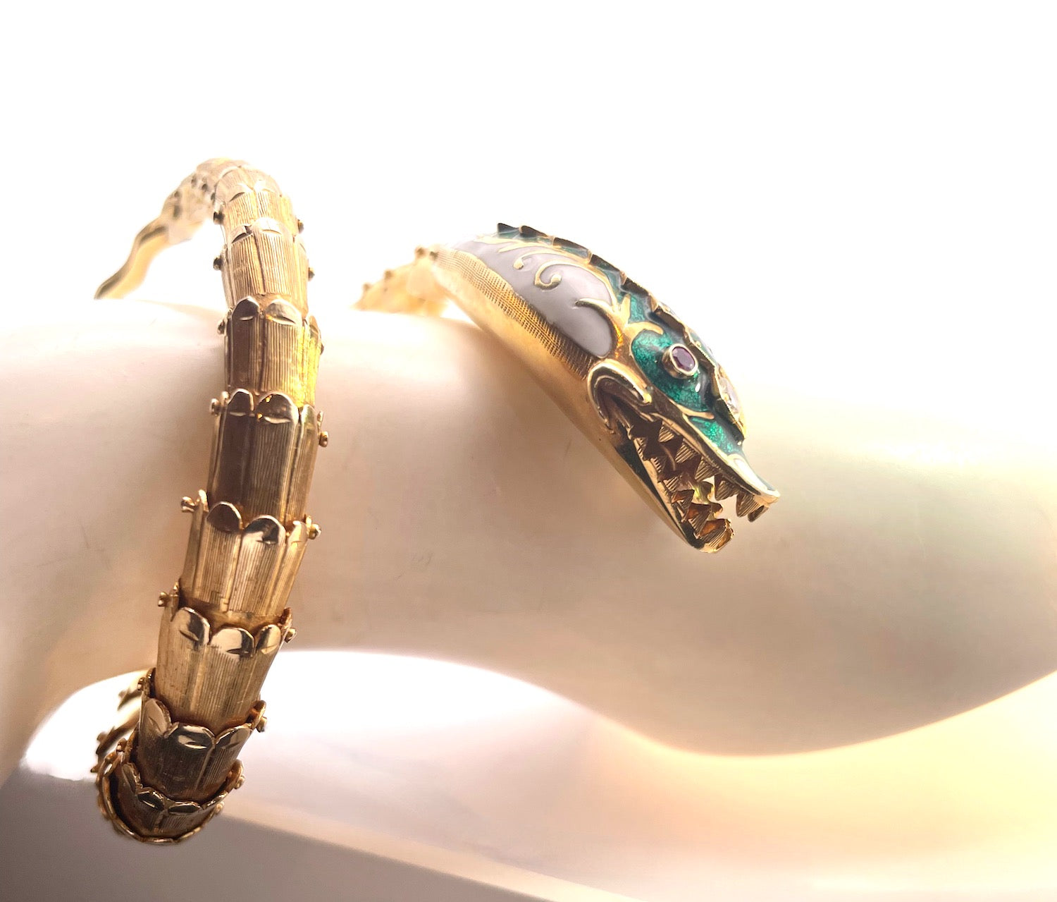 Vintage Snake Bracelet with Enamel and Gems