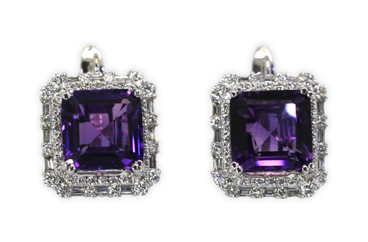 Amethyst 10 Carat Diamond Earrings