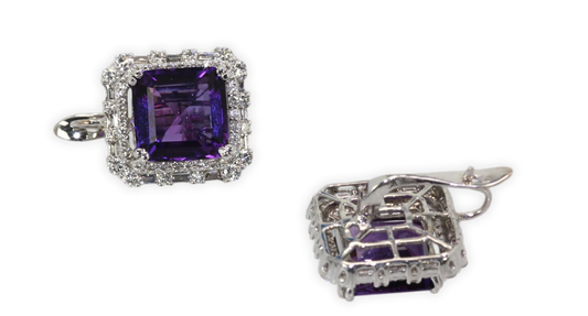 Amethyst 10 Carat Diamond Earrings