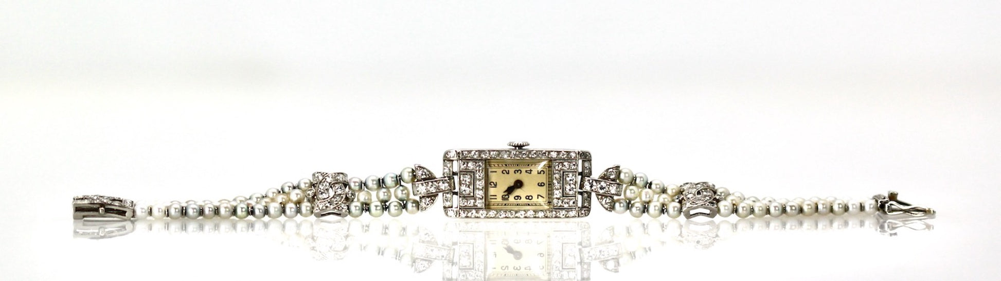 Antique diamond pearl watch