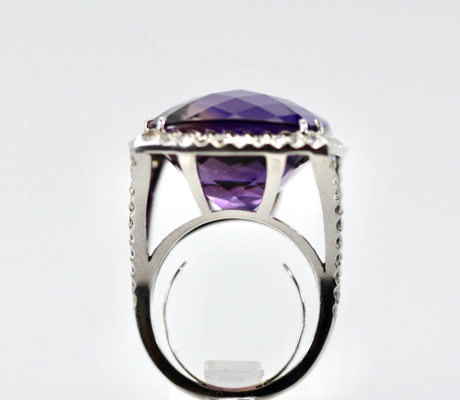 Large amethyst diamond ring