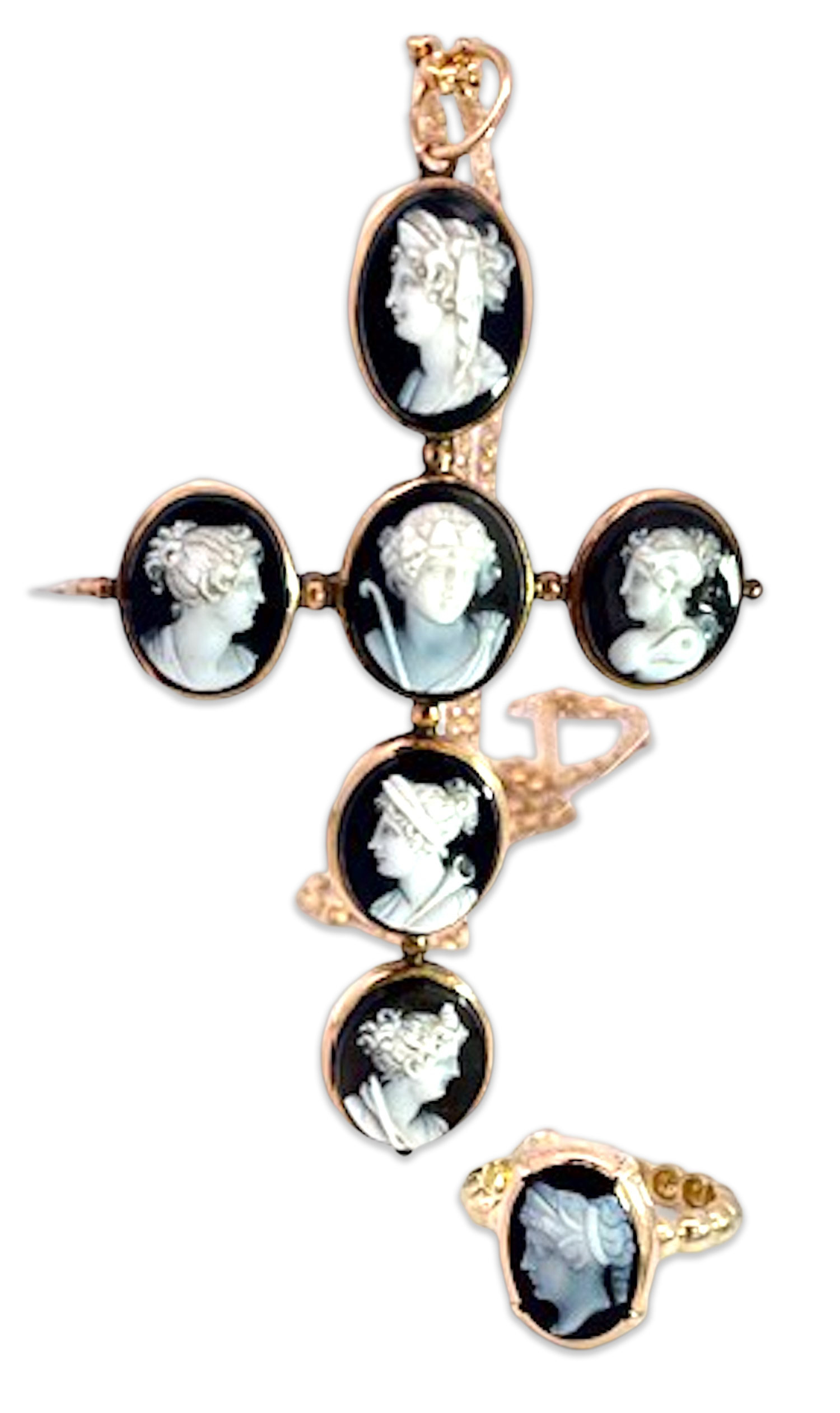 Hardstone Cross Necklace 14K