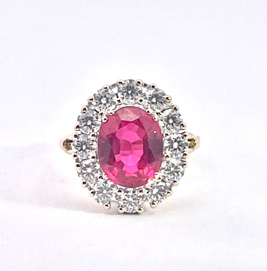 18K Yellow Gold Ruby and Diamond Ring