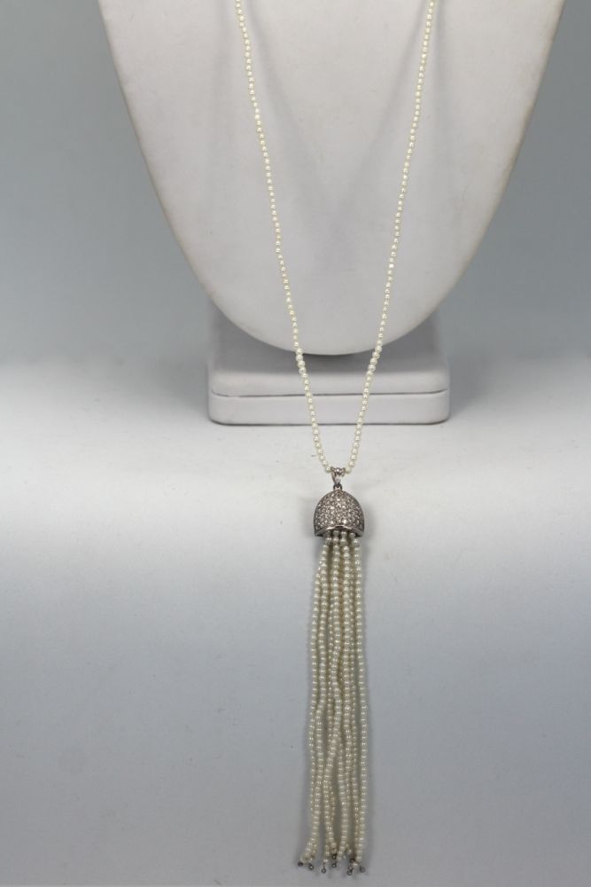 Natural Baby Seed Pearl Necklace With Pearl Tassel