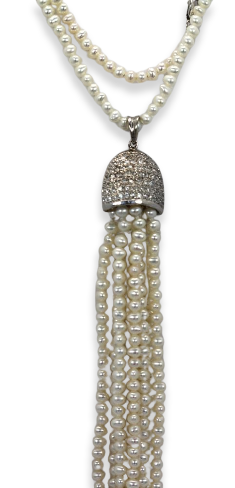 Natural Baby Seed Pearl Necklace With Pearl Tassel